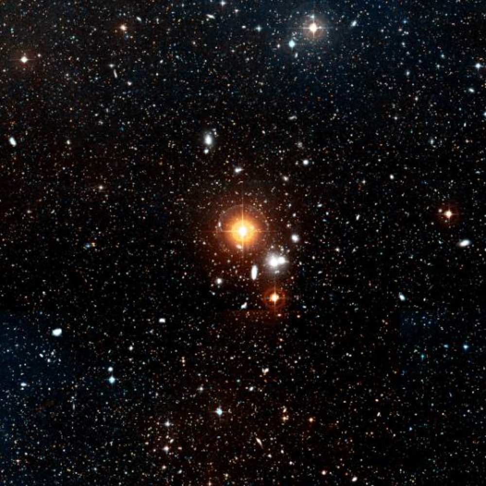 Wide-field image of the Hydra Supercluster showing a dense galaxy field including members of the Hydra Cluster (Abell 1060) and background galaxies in the southern sky.