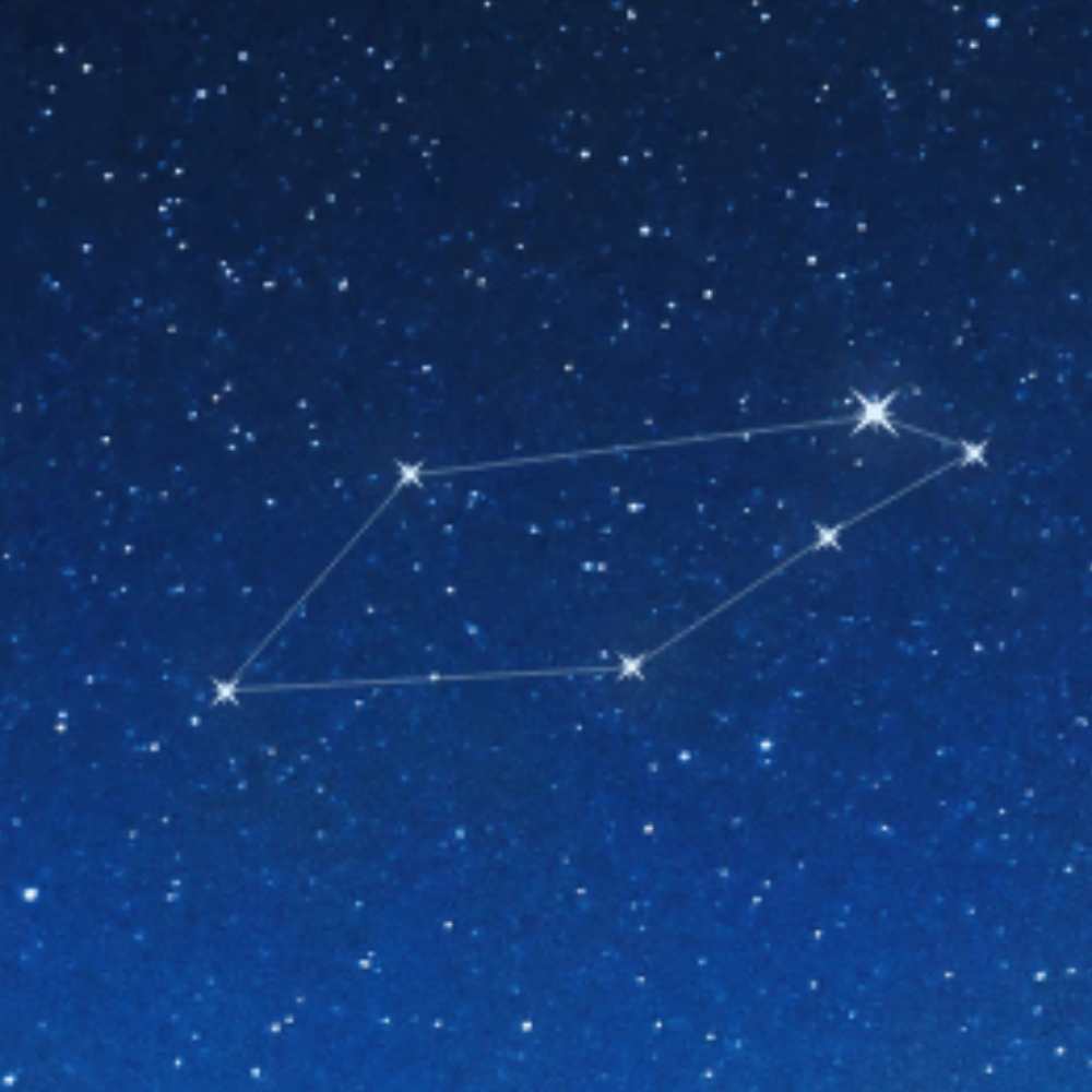 Constellation Telescopium outlined against a starry background in the southern sky, showing key stars connected with lines to form the telescope-shaped pattern.