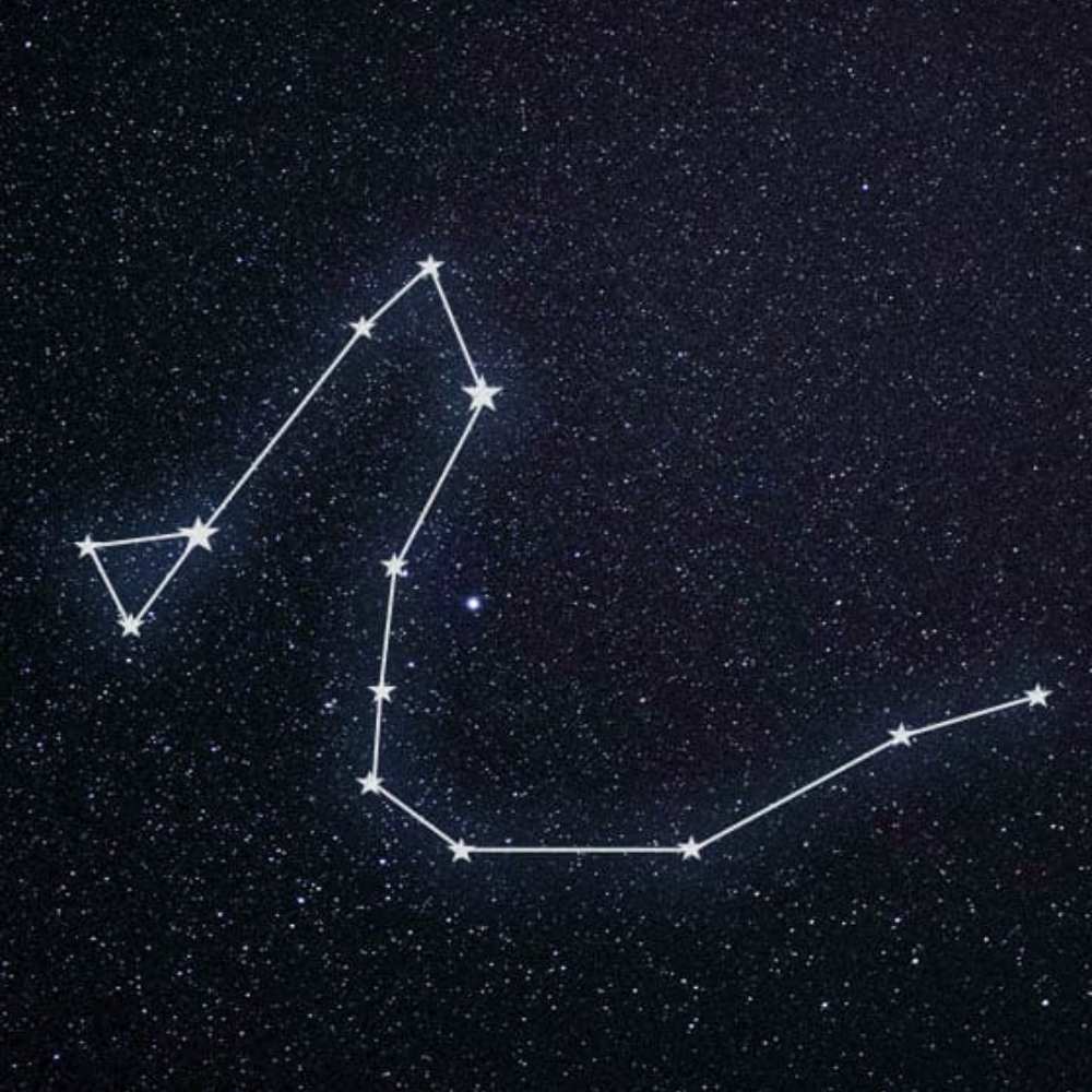 Illustration of the Draco constellation forming a winding, serpent-like pattern in the northern sky, representing the mythical dragon.