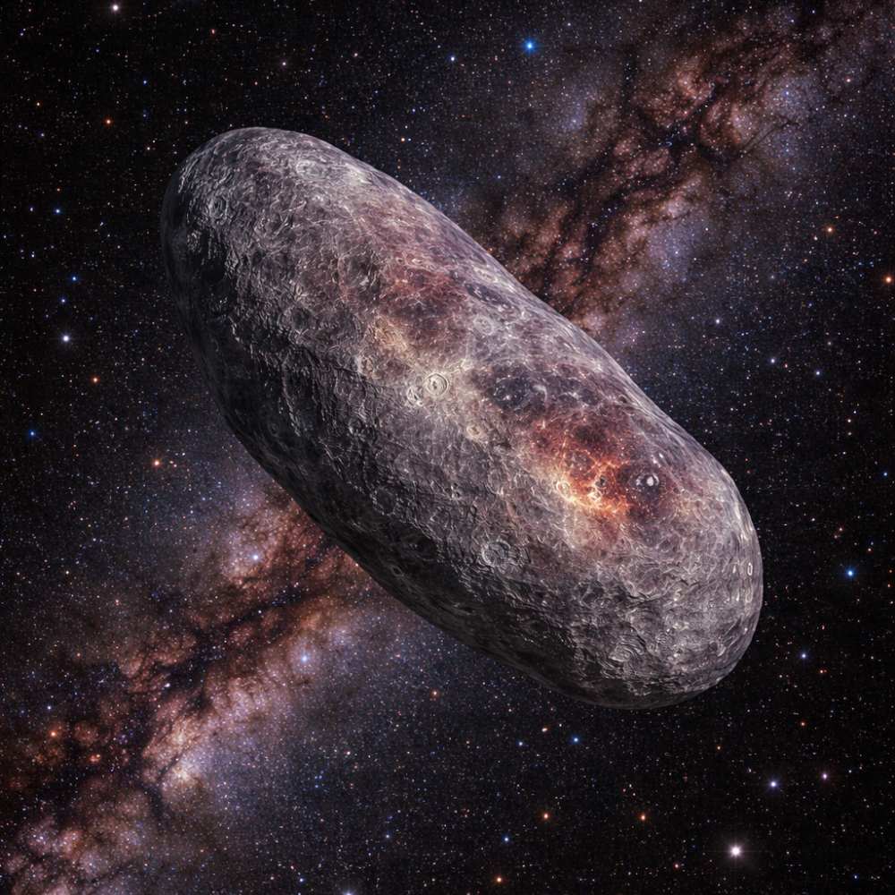 (31824) Elatus, an elongated Centaur object with an irregular surface, traveling between the orbits of the giant planets.