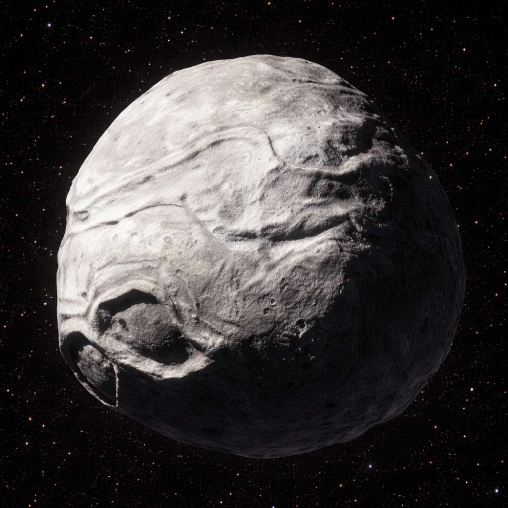 High-resolution view of asteroid 3753 Cruithne showing its irregular rocky surface, an Earth quasi-satellite following a horseshoe-shaped orbital relationship with Earth.