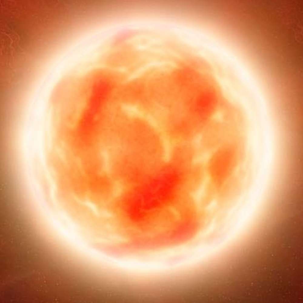 High-resolution illustration of Aldebaran, a bright orange-red giant star showing its glowing turbulent surface and stellar plasma patterns.