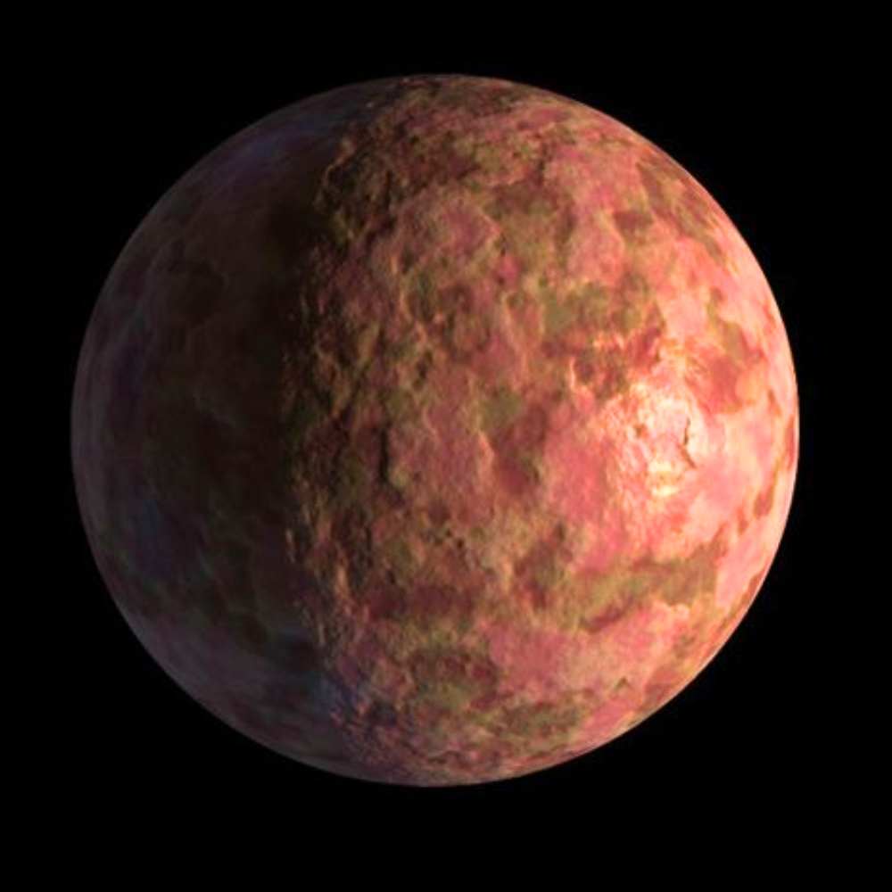Artist’s impression of Sedna, a distant trans-Neptunian object in the outer Solar System, showing its reddish surface and extreme orbital isolation beyond Neptune.