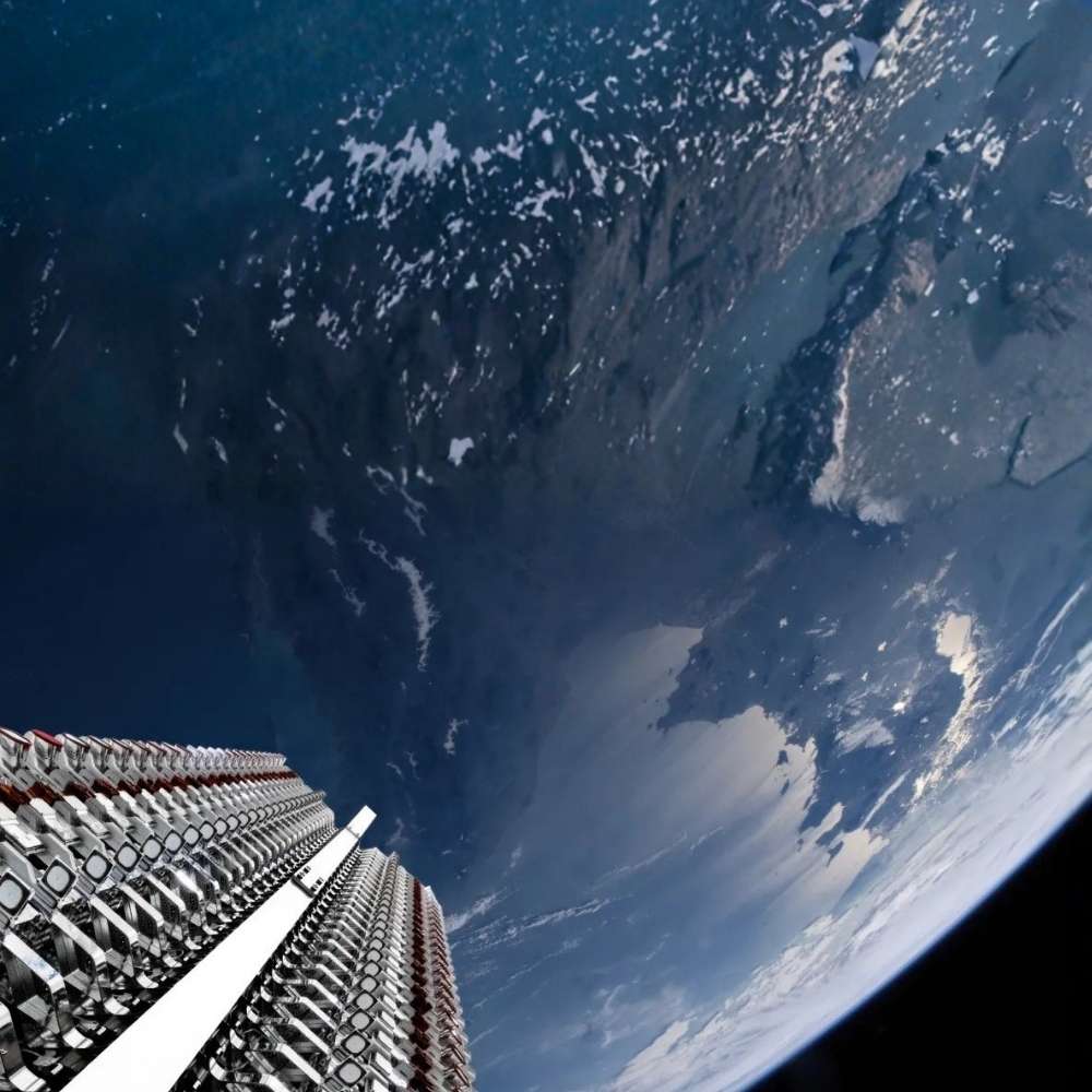 Starlink satellites in low Earth orbit forming a global space-based internet constellation above Earth