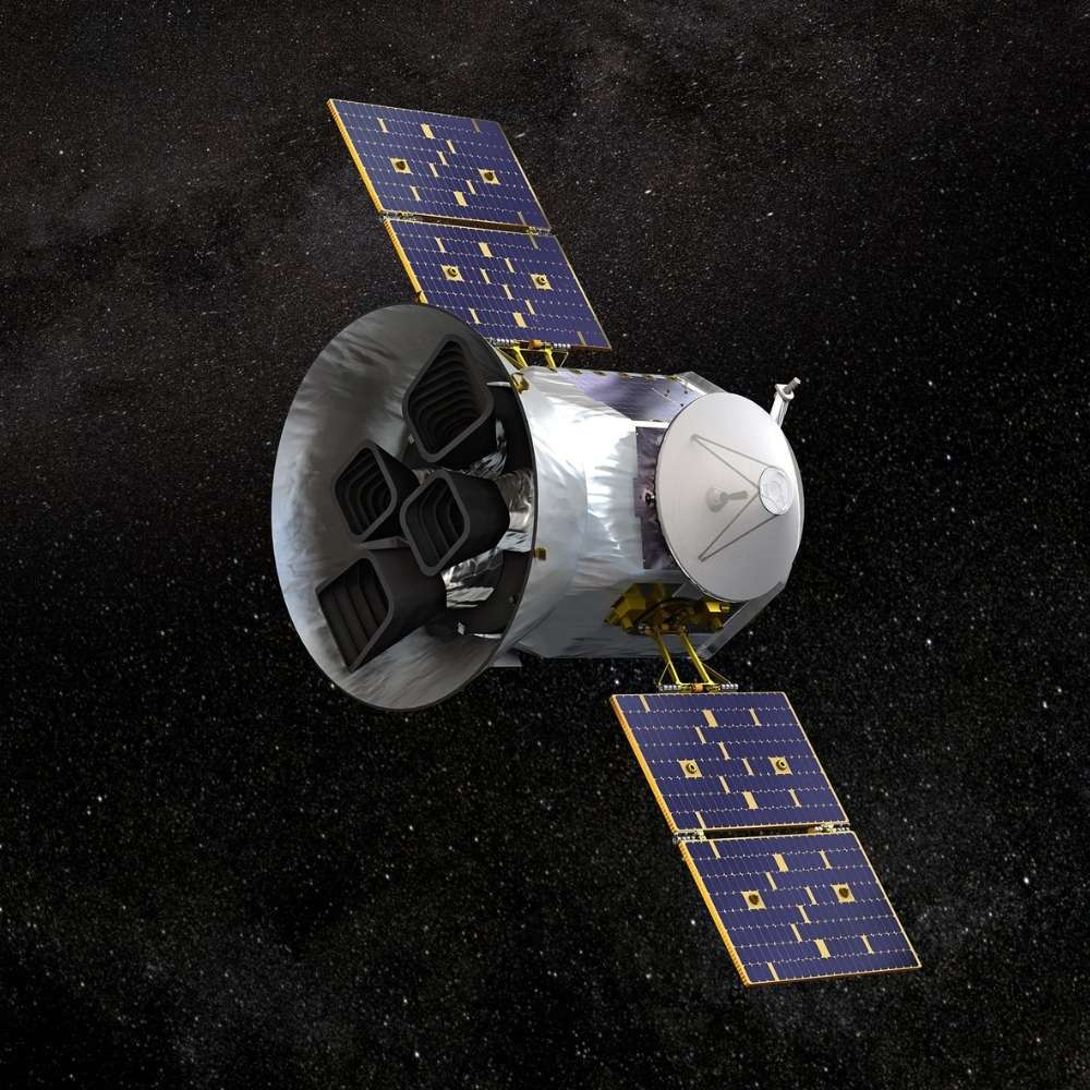 TESS space telescope observing distant stars to detect exoplanets using the transit method across the Milky Way